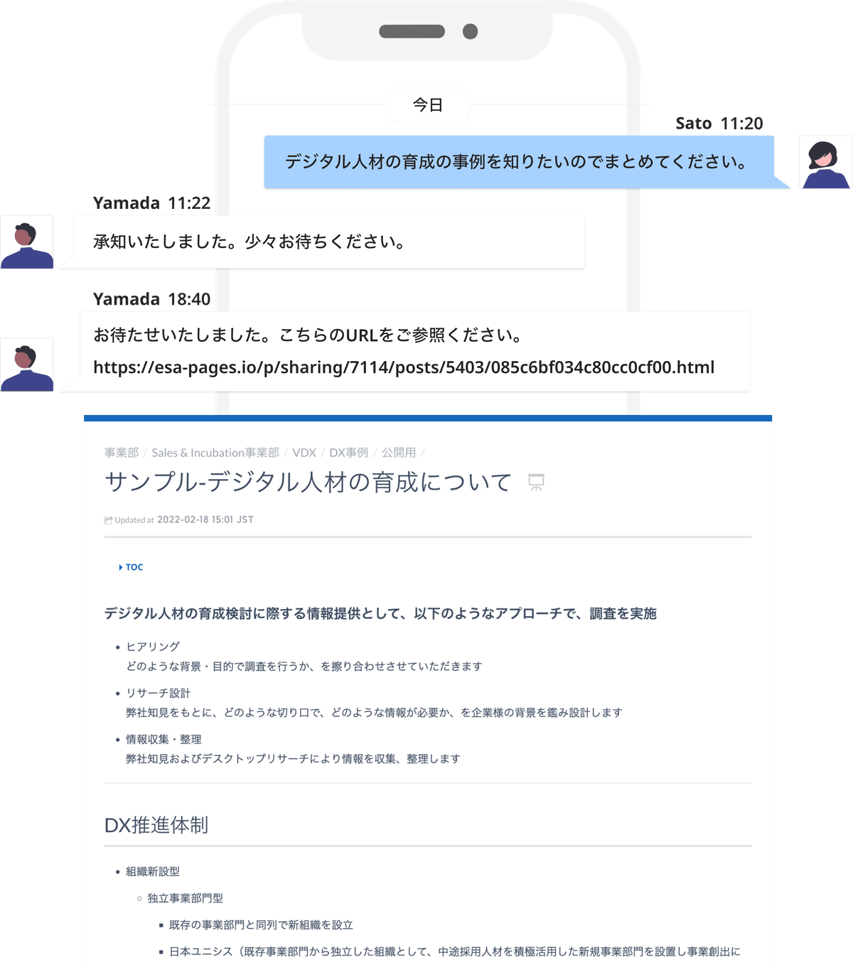 OJT担当として伴走するイラスト